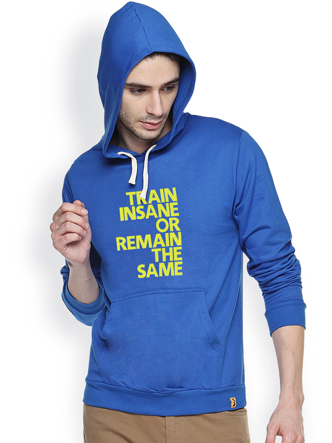 

Campus Sutra Blue Printed Hooded Sweatshirt