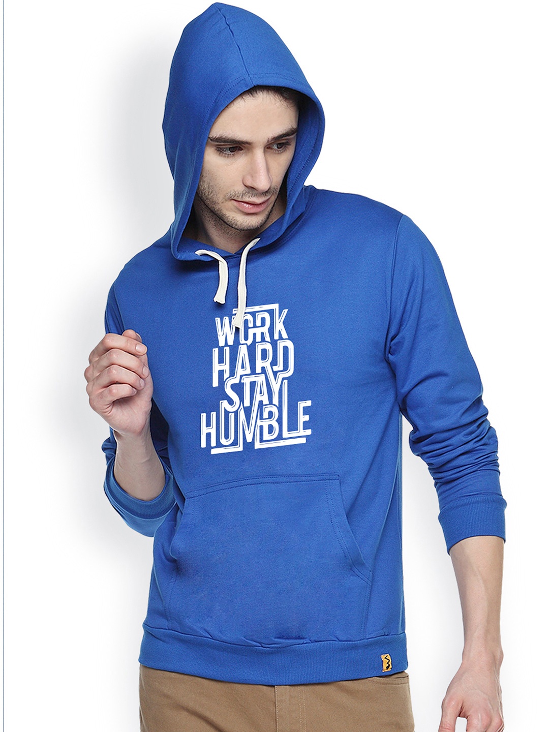 

Campus Sutra Blue Printed Hooded Sweatshirt