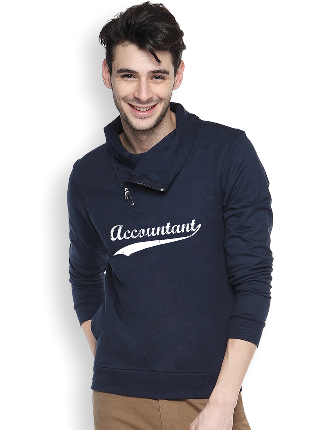 

Campus Sutra Navy Printed Sweatshirt, Navy blue