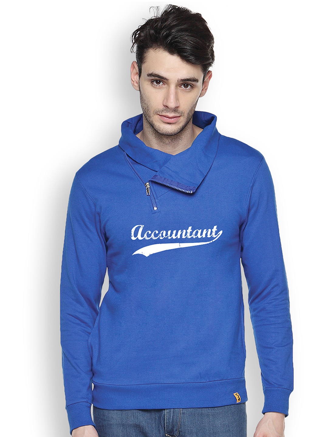 

Campus Sutra Blue Printed Sweatshirt