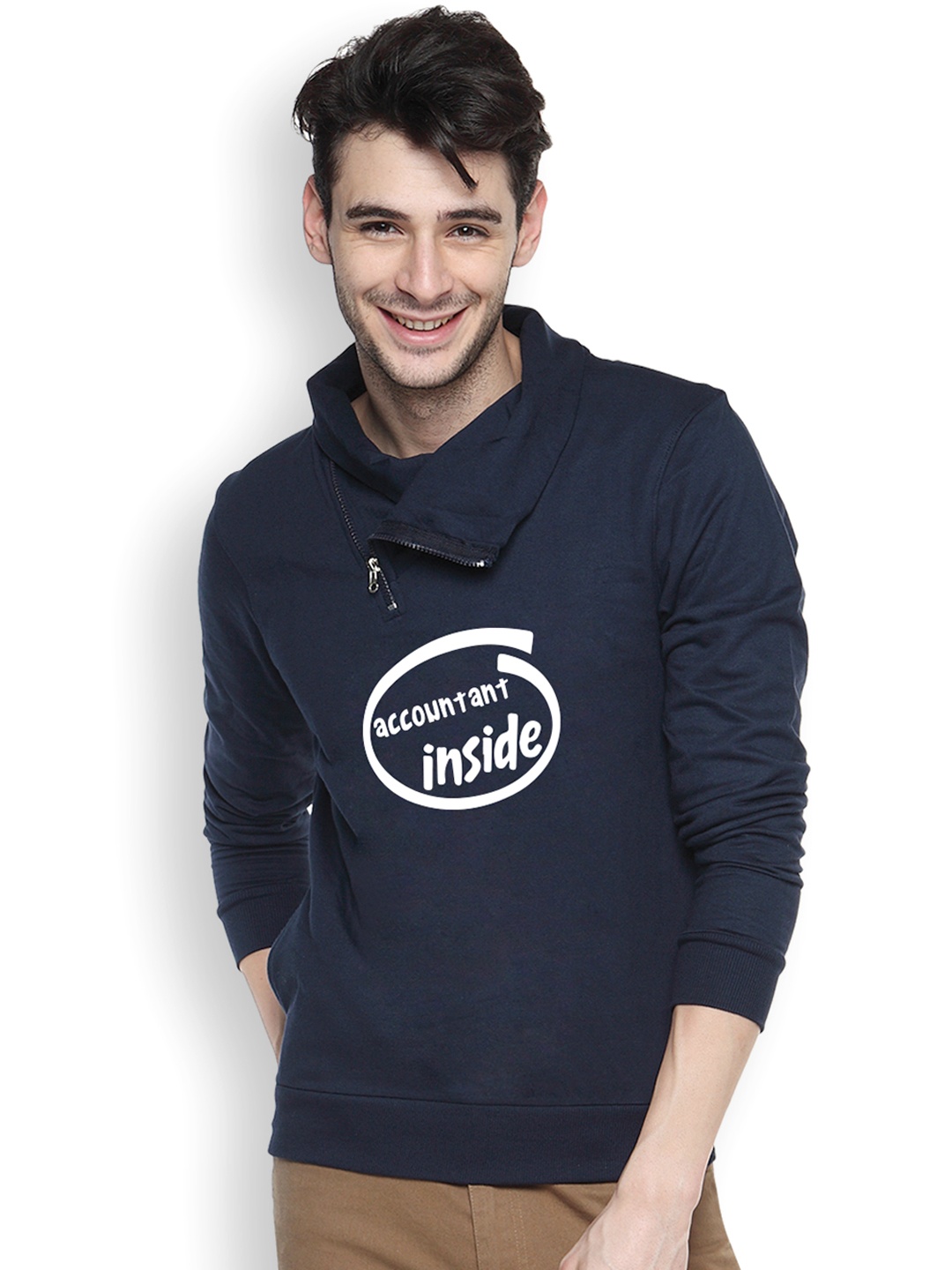 

Campus Sutra Navy Printed Sweatshirt, Navy blue