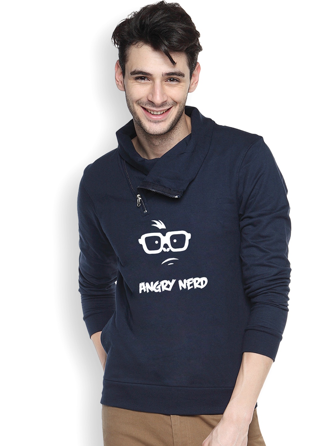 

Campus Sutra Navy Printed Sweatshirt, Navy blue