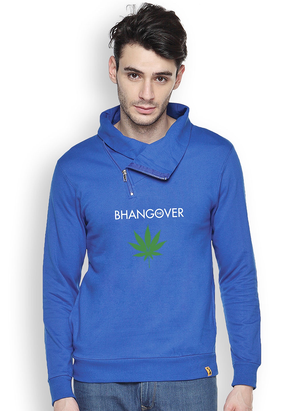 

Campus Sutra Blue Printed Sweatshirt