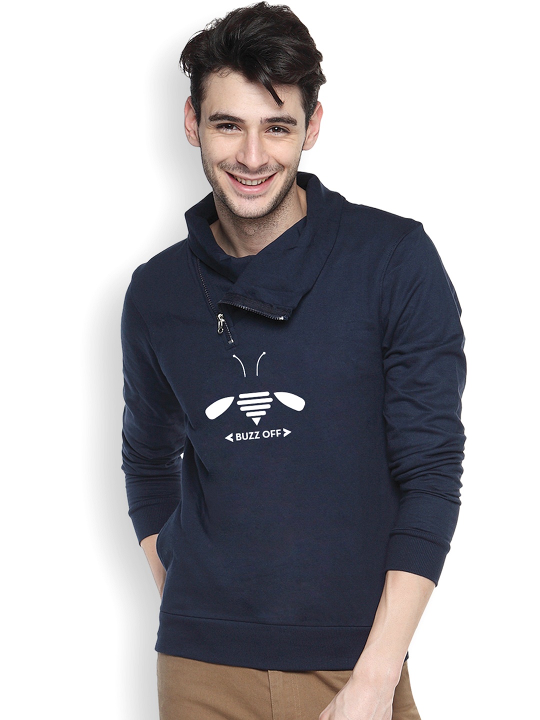 

Campus Sutra Navy Printed Sweatshirt, Navy blue