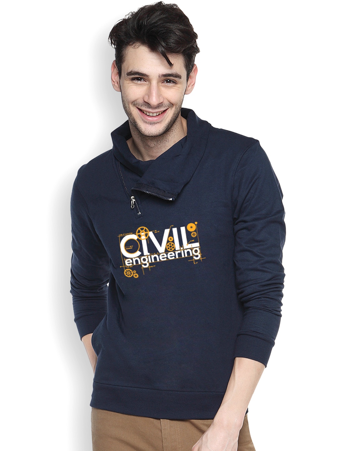 

Campus Sutra Navy Printed Sweatshirt, Navy blue