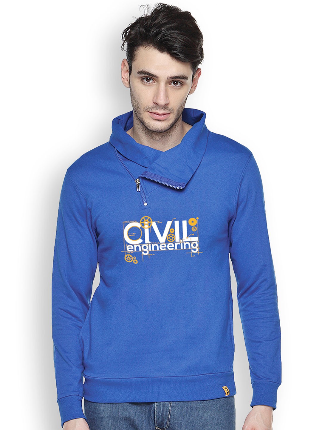 

Campus Sutra Blue Printed Sweatshirt