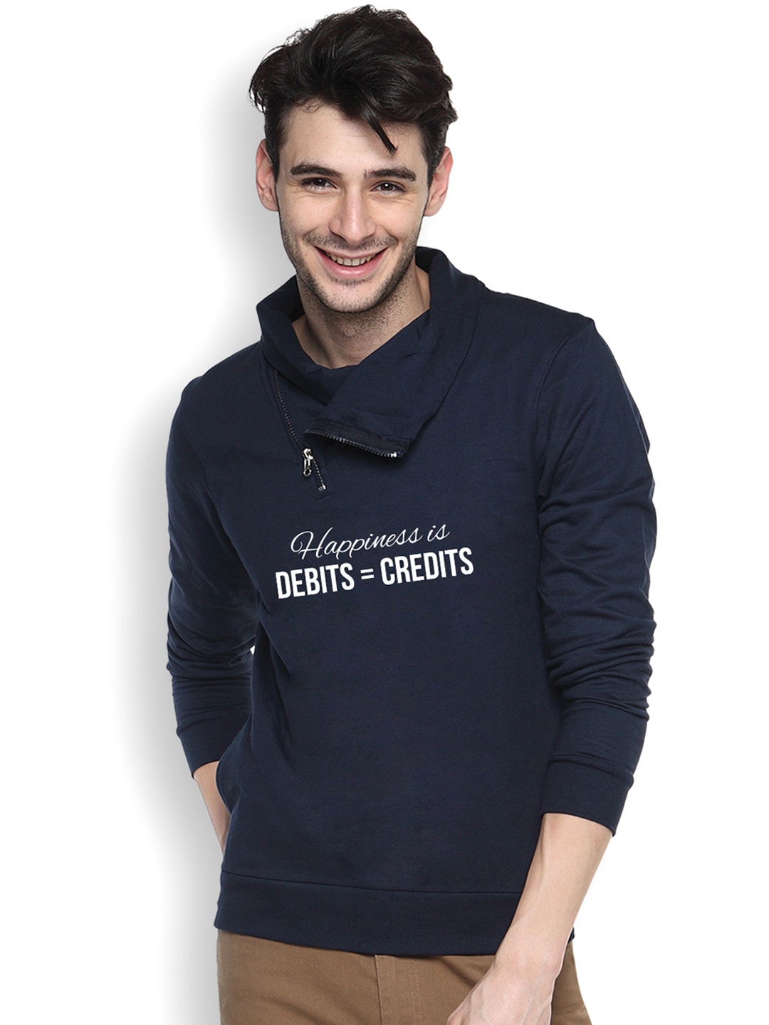 

Campus Sutra Navy Printed Sweatshirt, Navy blue