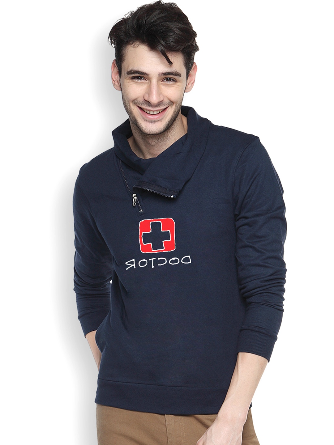

Campus Sutra Navy Printed Sweatshirt, Navy blue
