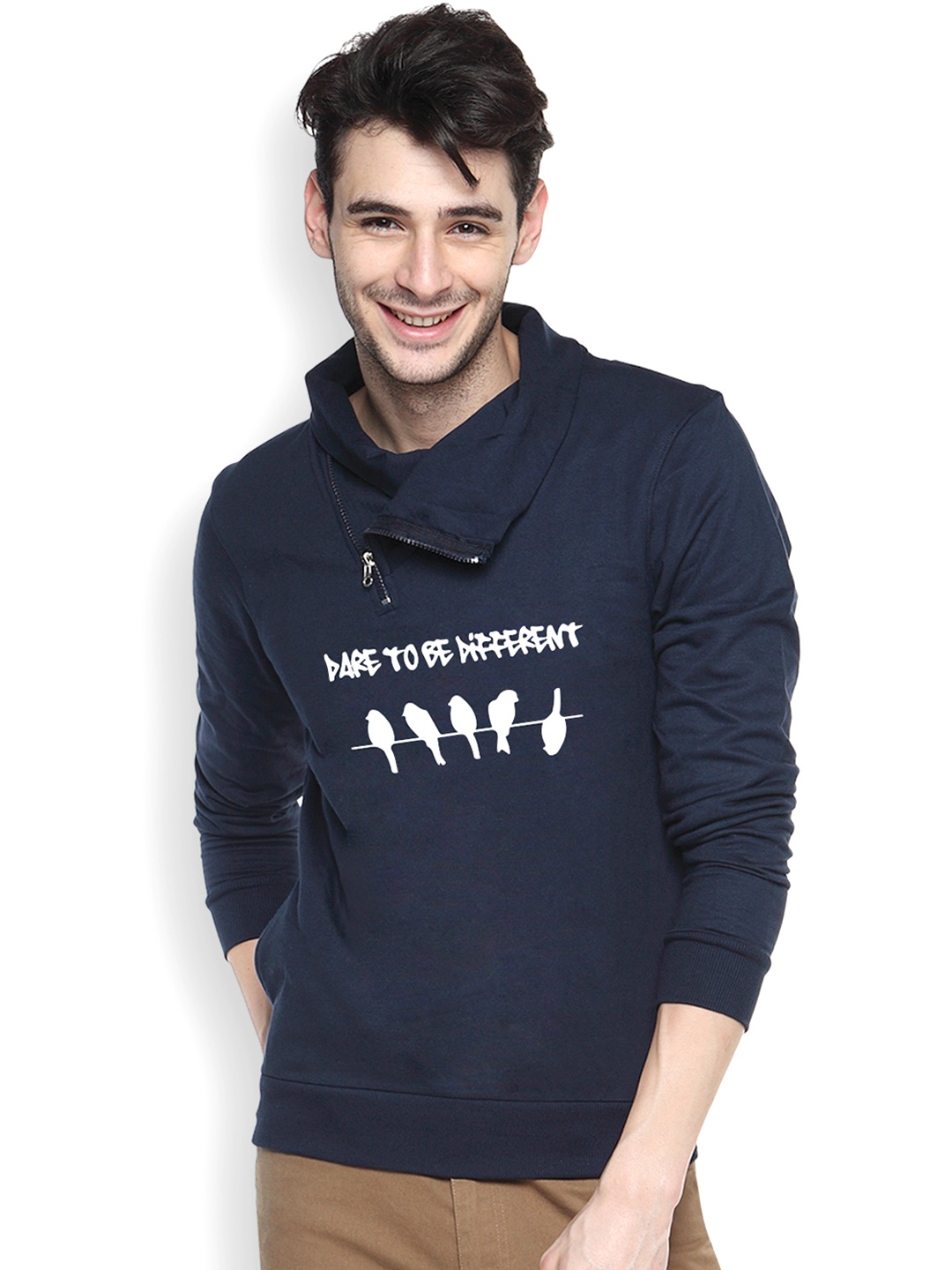 

Campus Sutra Navy Printed Sweatshirt, Navy blue