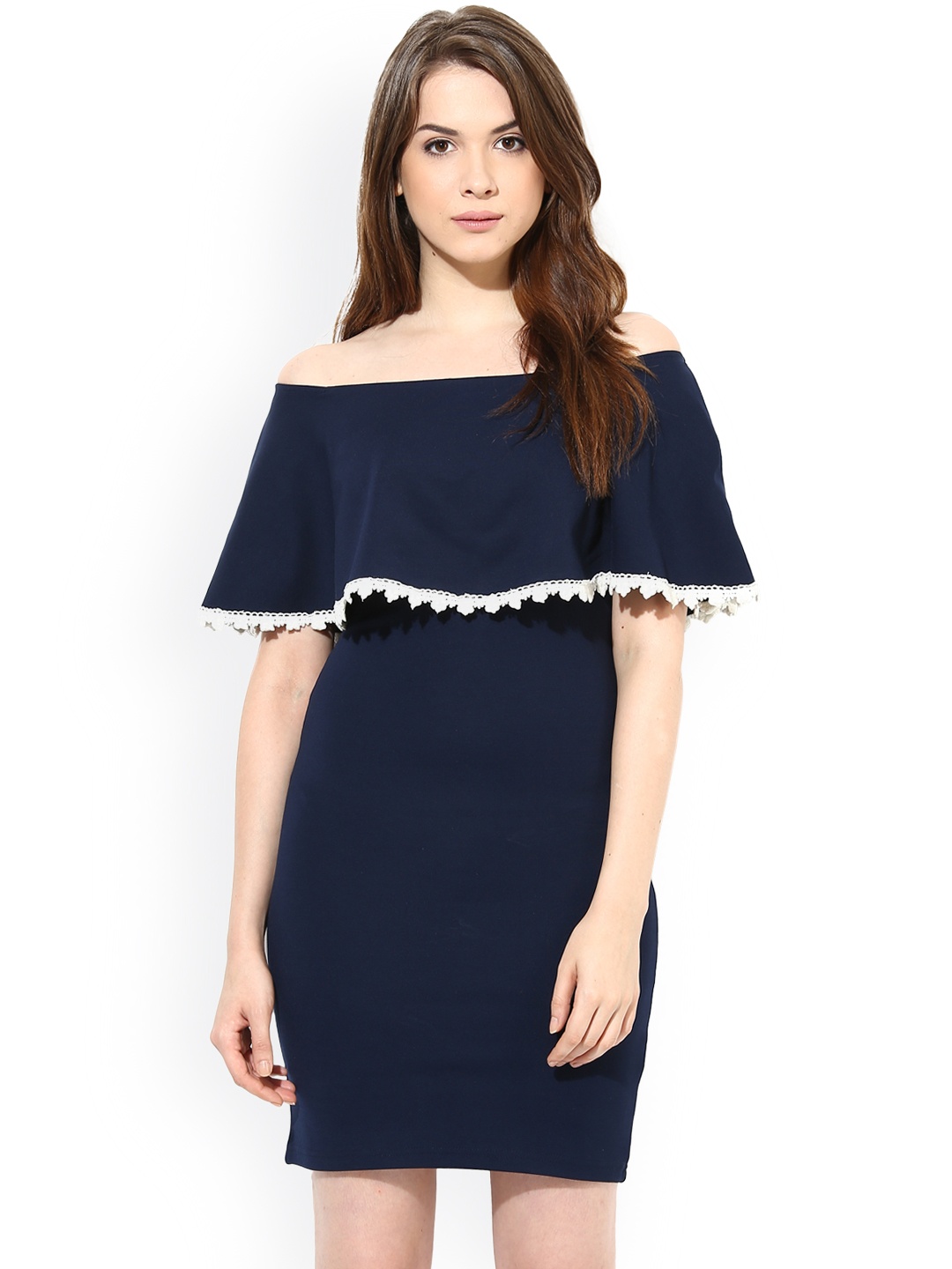 

Harpa Navy Off-Shoulder Dress, Navy blue