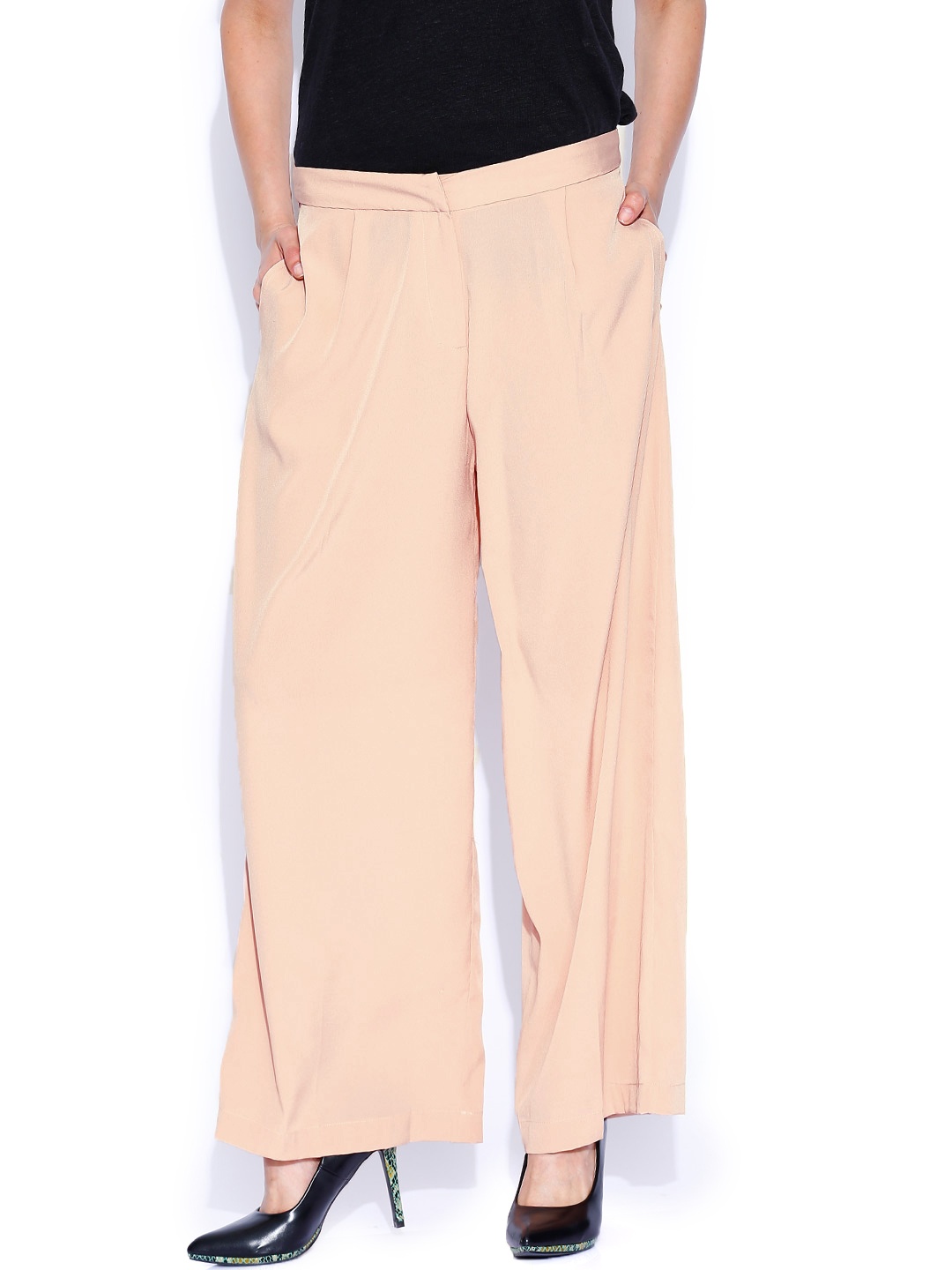 

Tokyo Talkies Peach-Coloured Palazzo Trousers