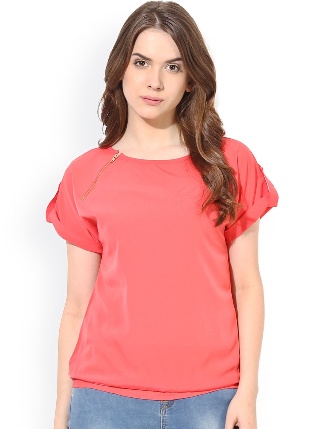 

Harpa Women Coral Pink Solid Top