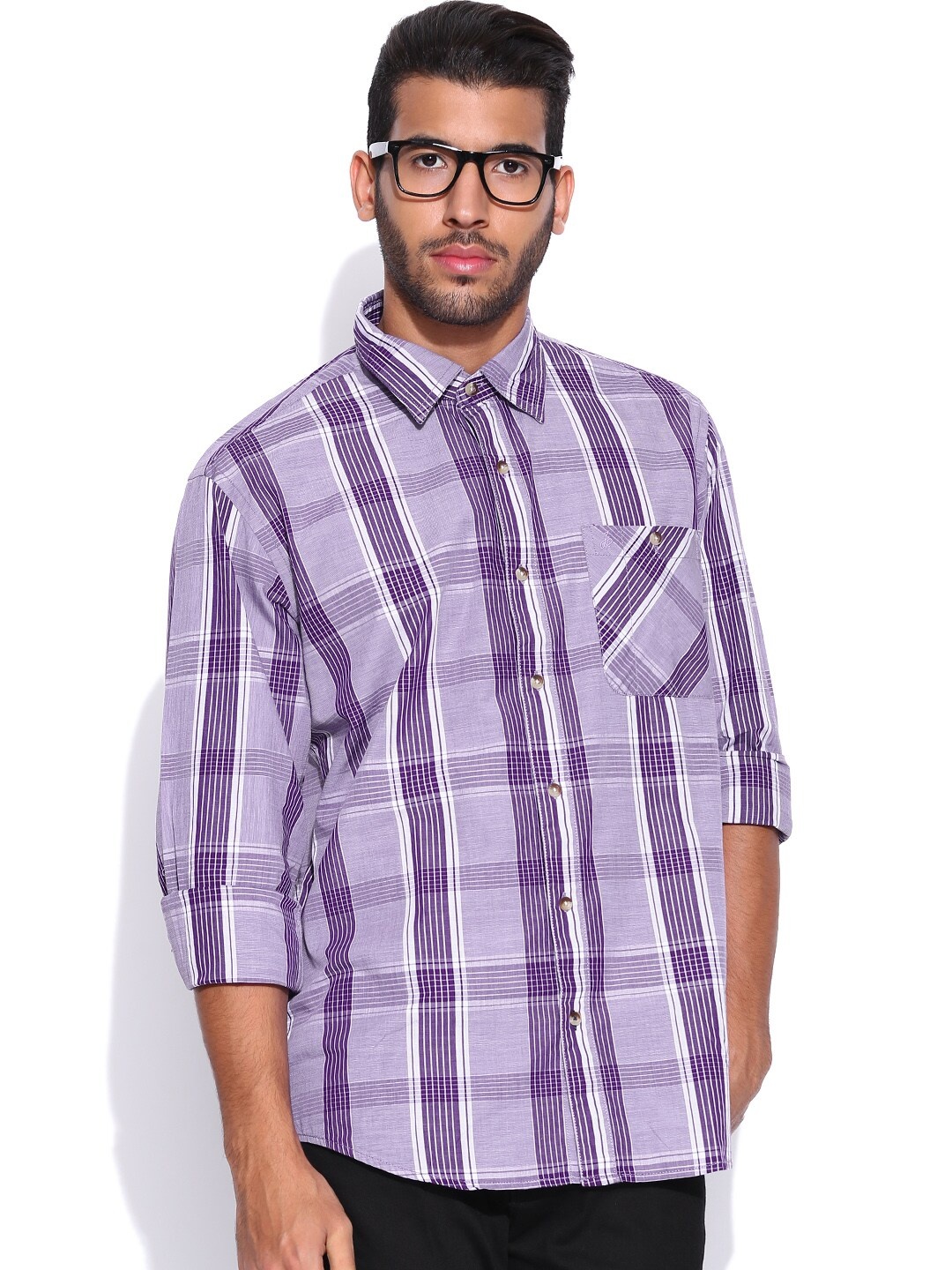 

John Players Purple Checked Casual Shirt