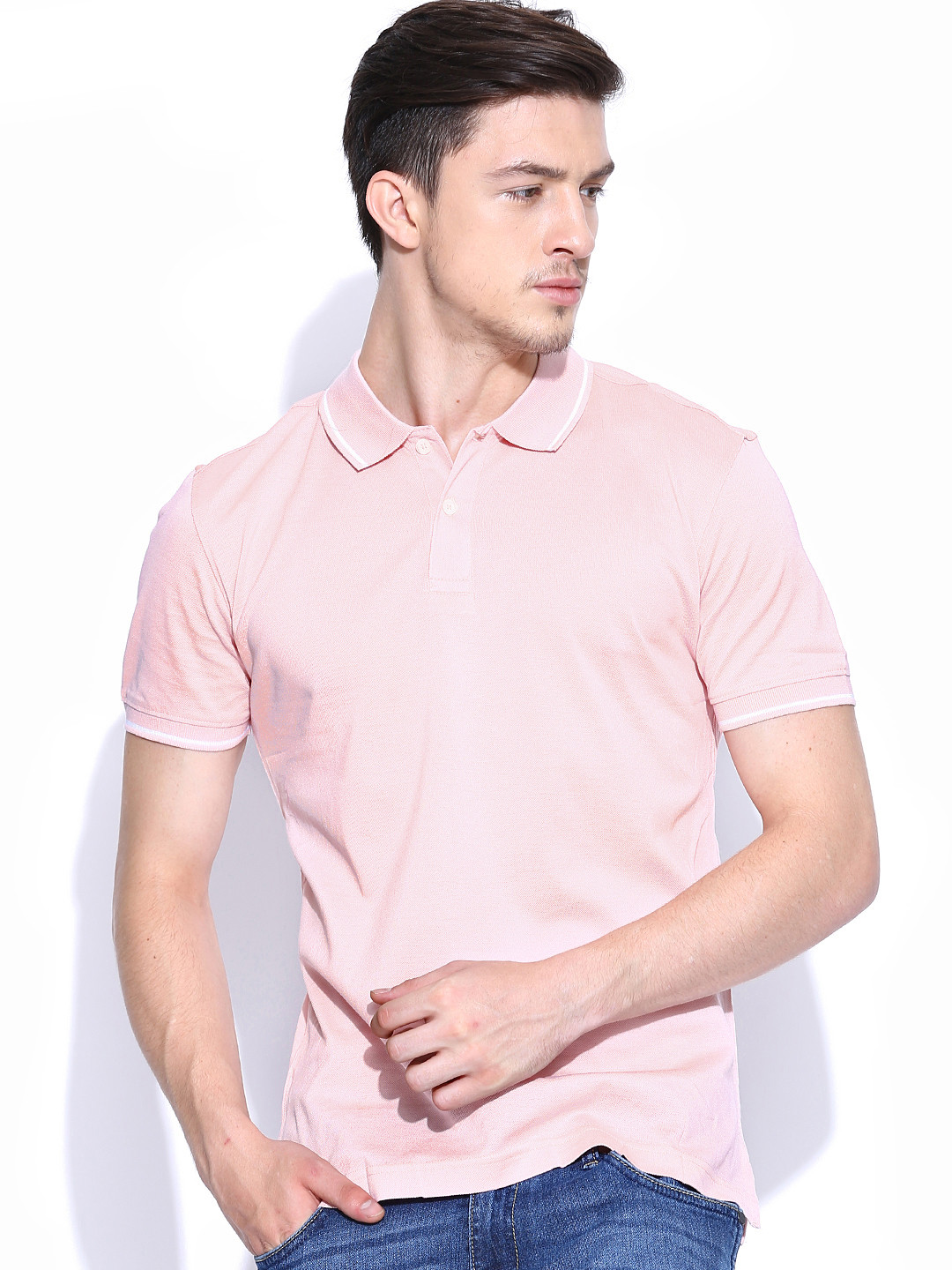 

Wills Lifestyle Pink Polo Pure Cotton T-shirt