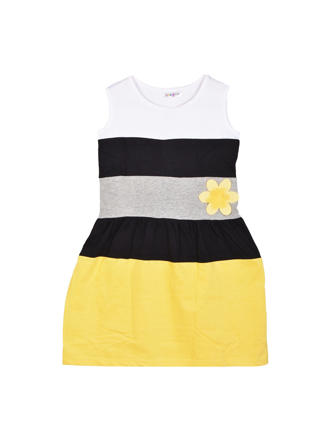 

Lil Orchids Girls Yellow & Black Striped A-Line Dress