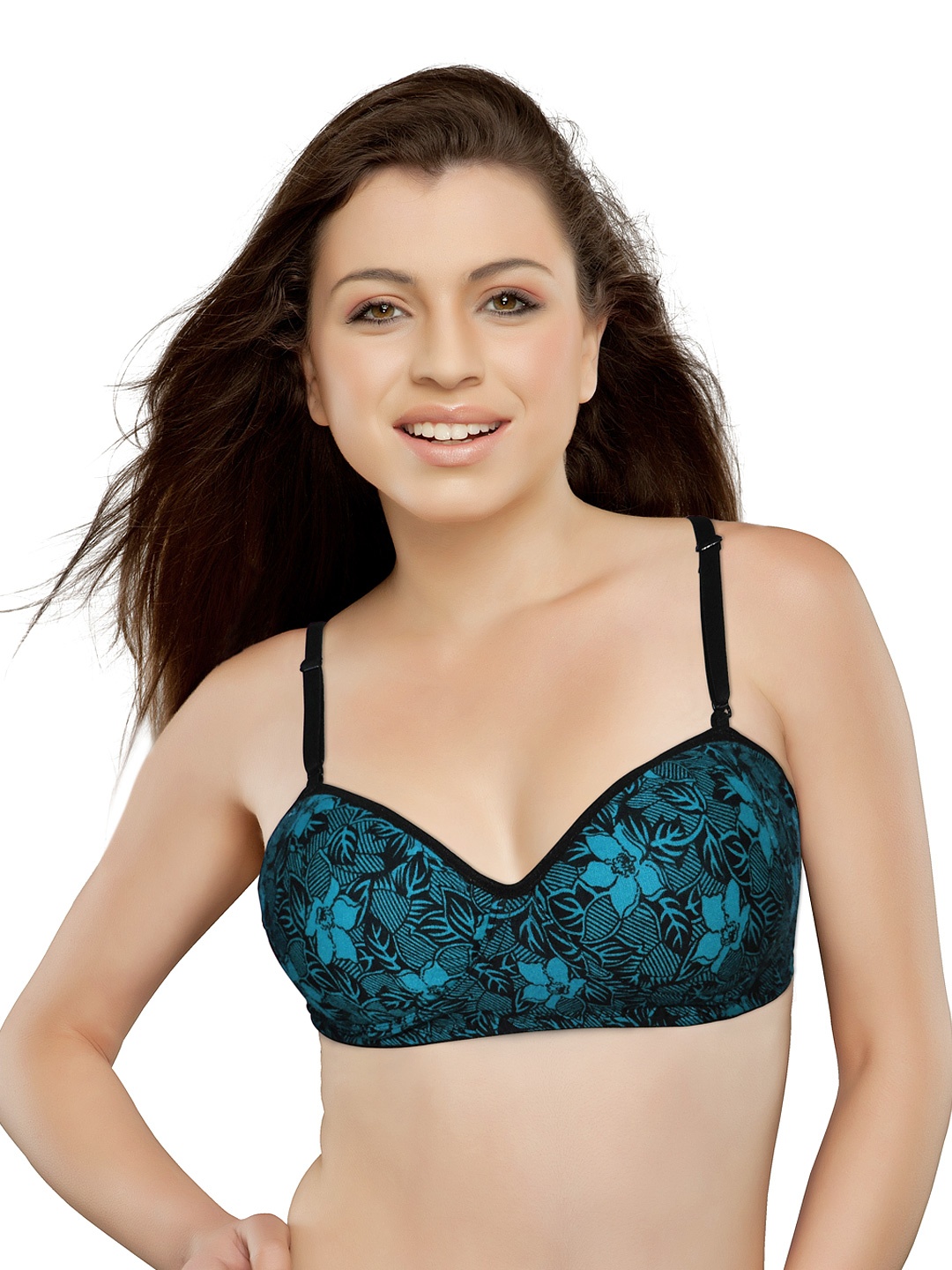 

Tweens Blue & Black Printed Demi-Cup T-shirt Bra TW1230PR_NM