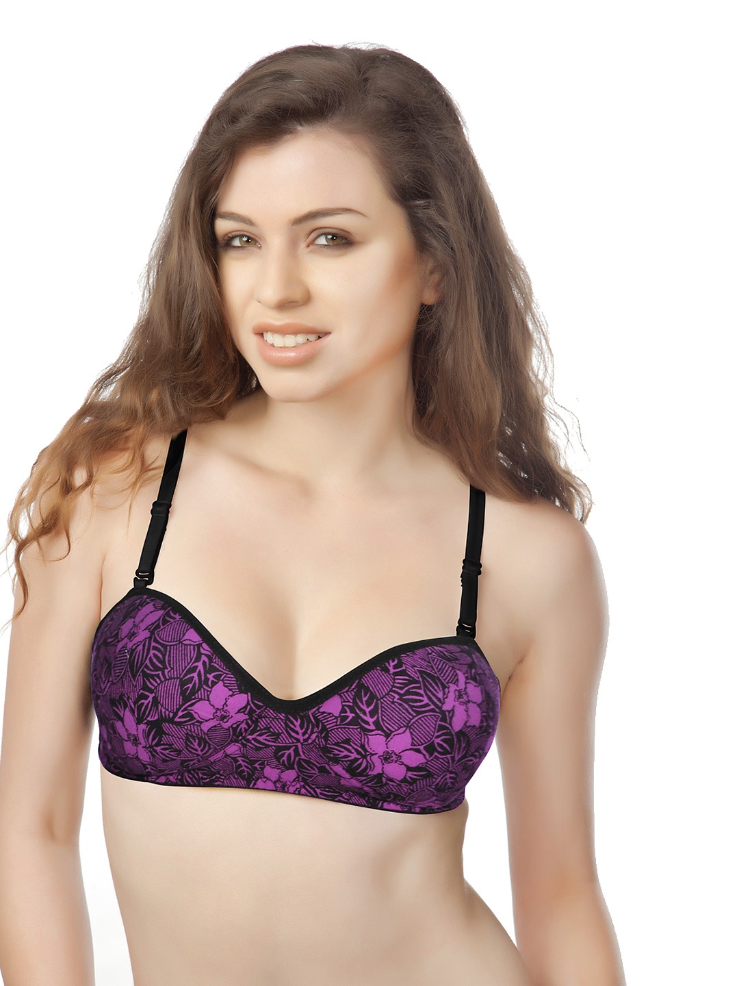 

Tweens Purple & Black Printed Demi-Cup T-shirt Bra TW1232PR_NM
