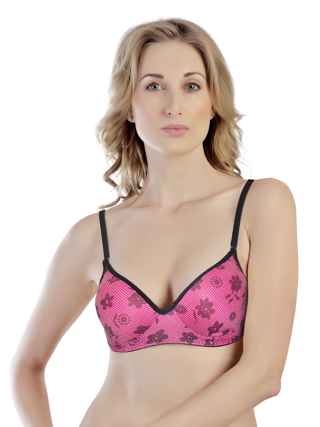 

Tweens Pink Printed Full-Coverage T-shirt Bra TW1346DPK_NM