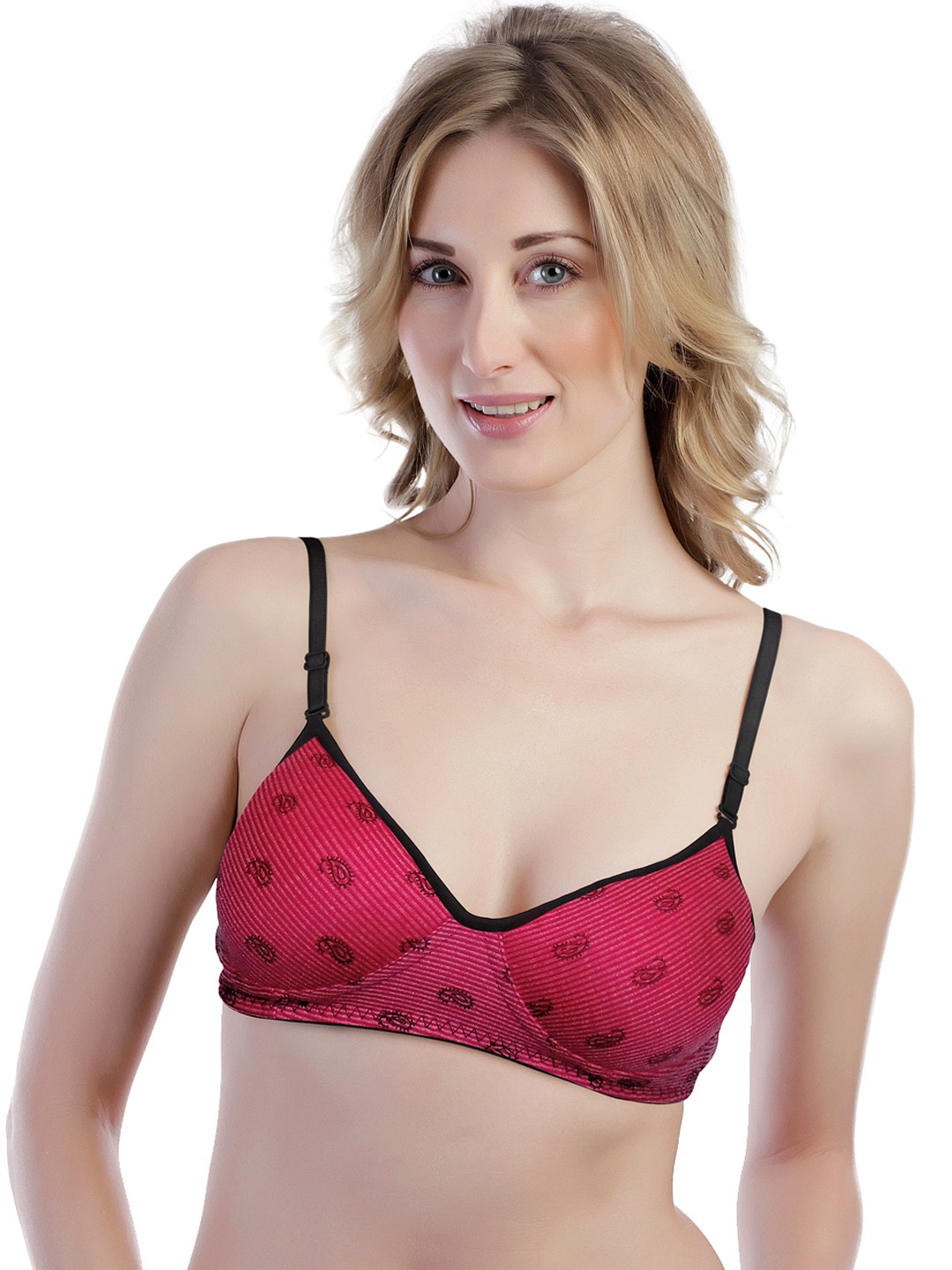 

Tweens Pink & Black Printed Full-Coverage T-shirt Bra TW1348DPK_NM