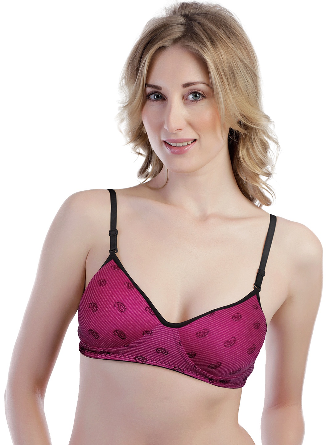 

Tweens Magenta & Black Printed Full-Coverage T-shirt Bra TW1348MG_NM