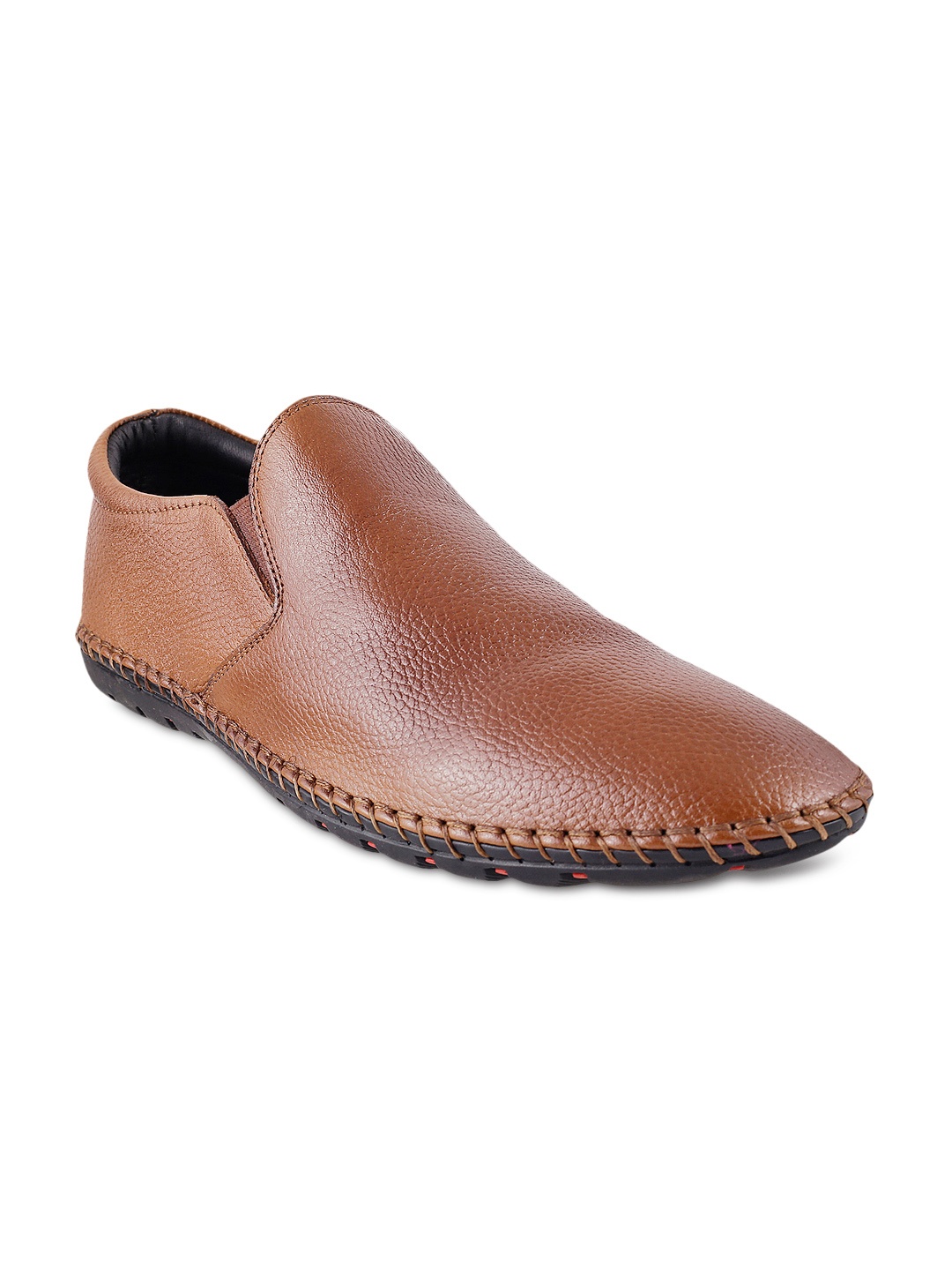 Mochi Men Tan Brown Leather Semiformal Shoes