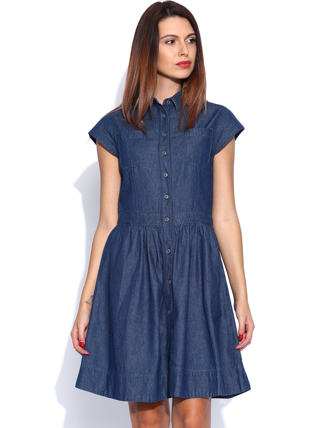 

Tokyo Talkies Blue Denim Shirt Dress