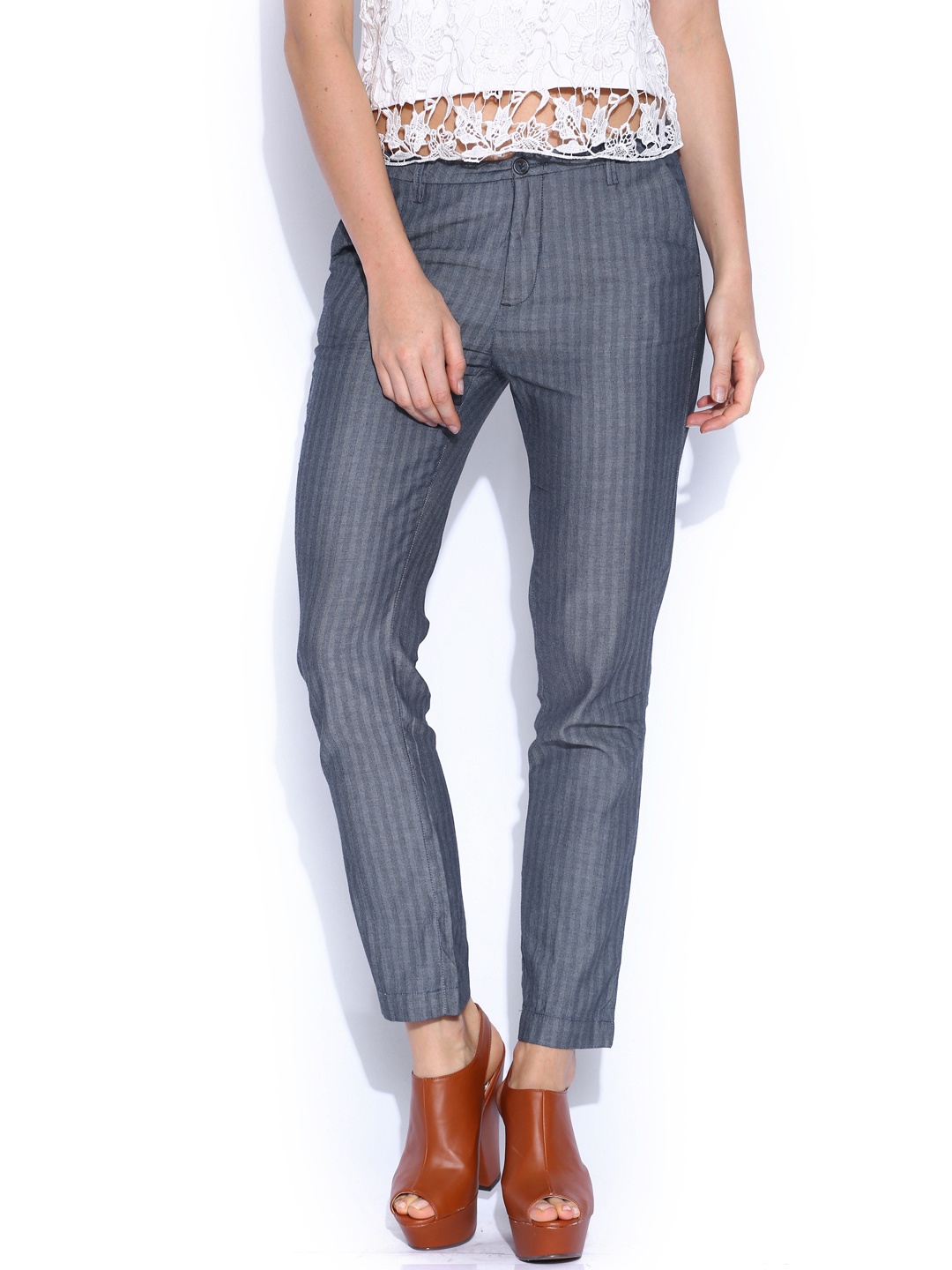 

Tokyo Talkies Blue Striped Trousers