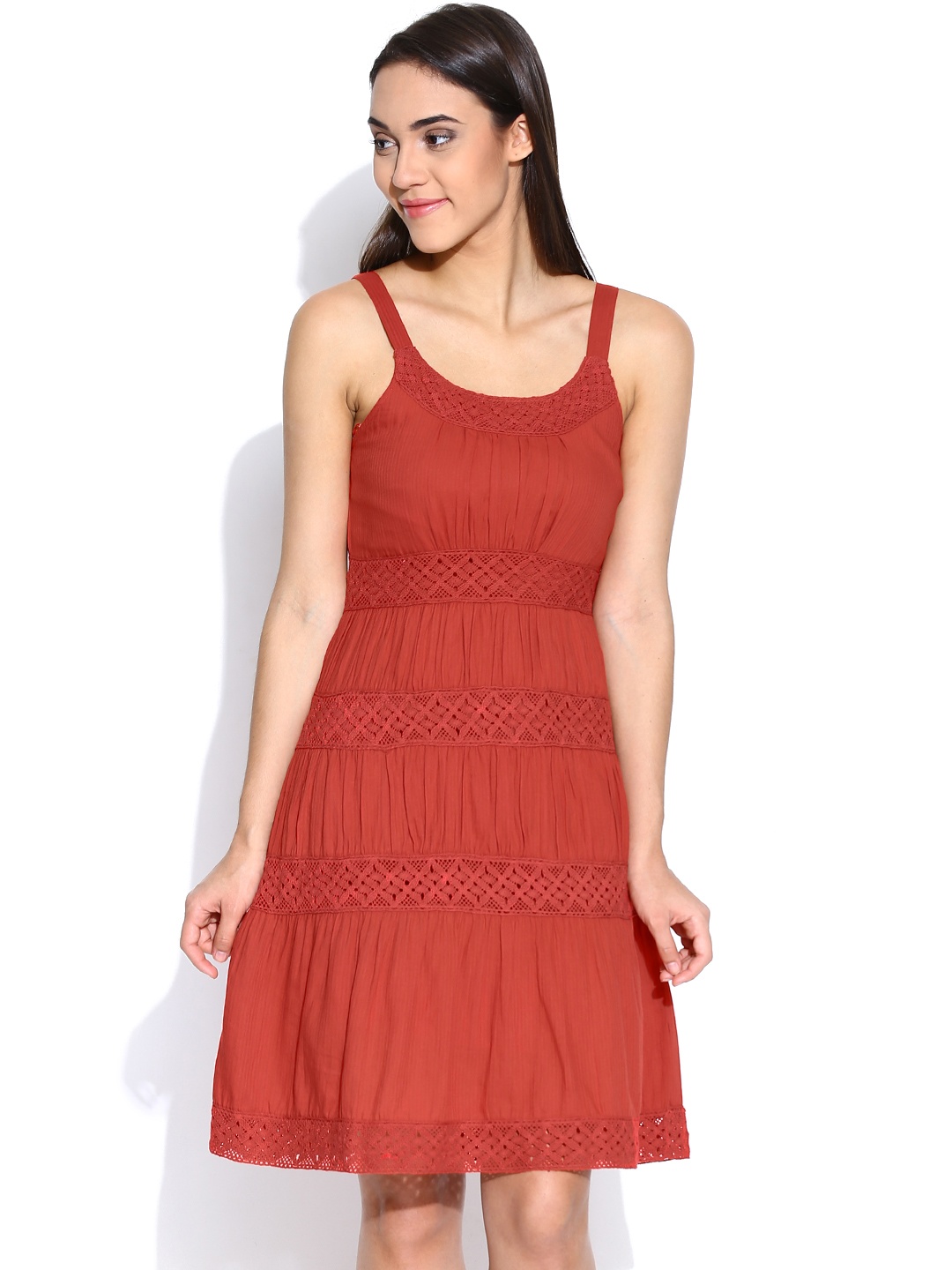 

Sera Rust Red A-Line Dress