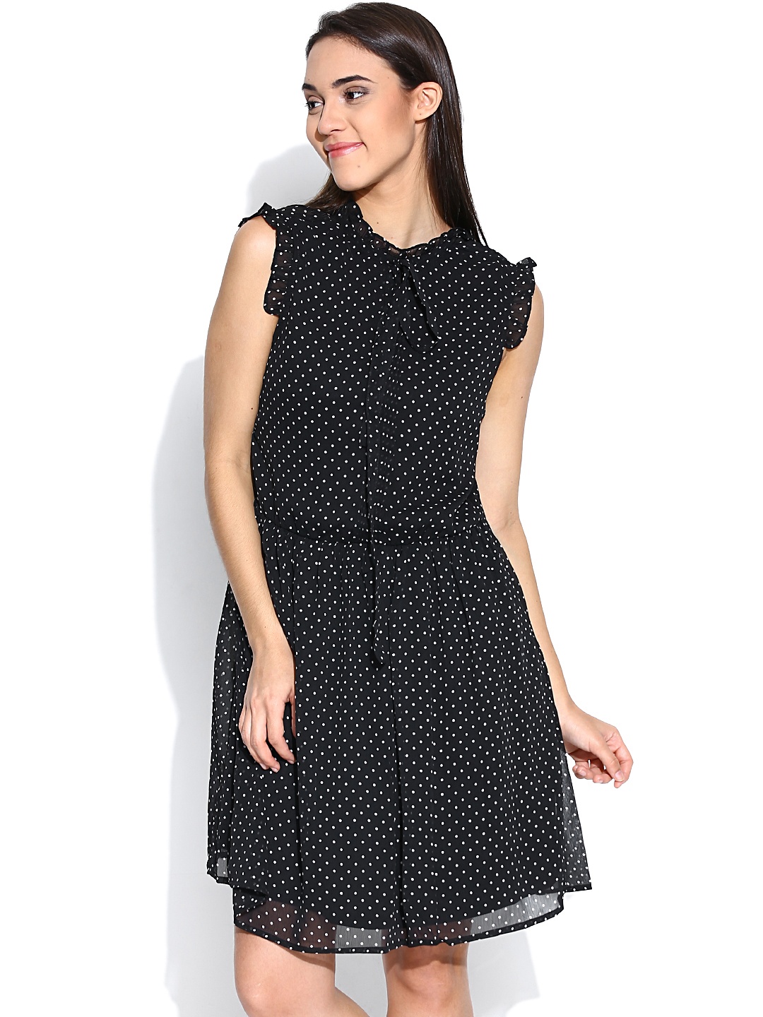 

Sera Black Printed A-Line Dress