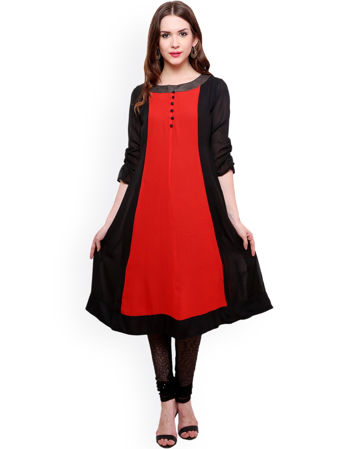 

Pannkh Black & Red Anarkali Kurta
