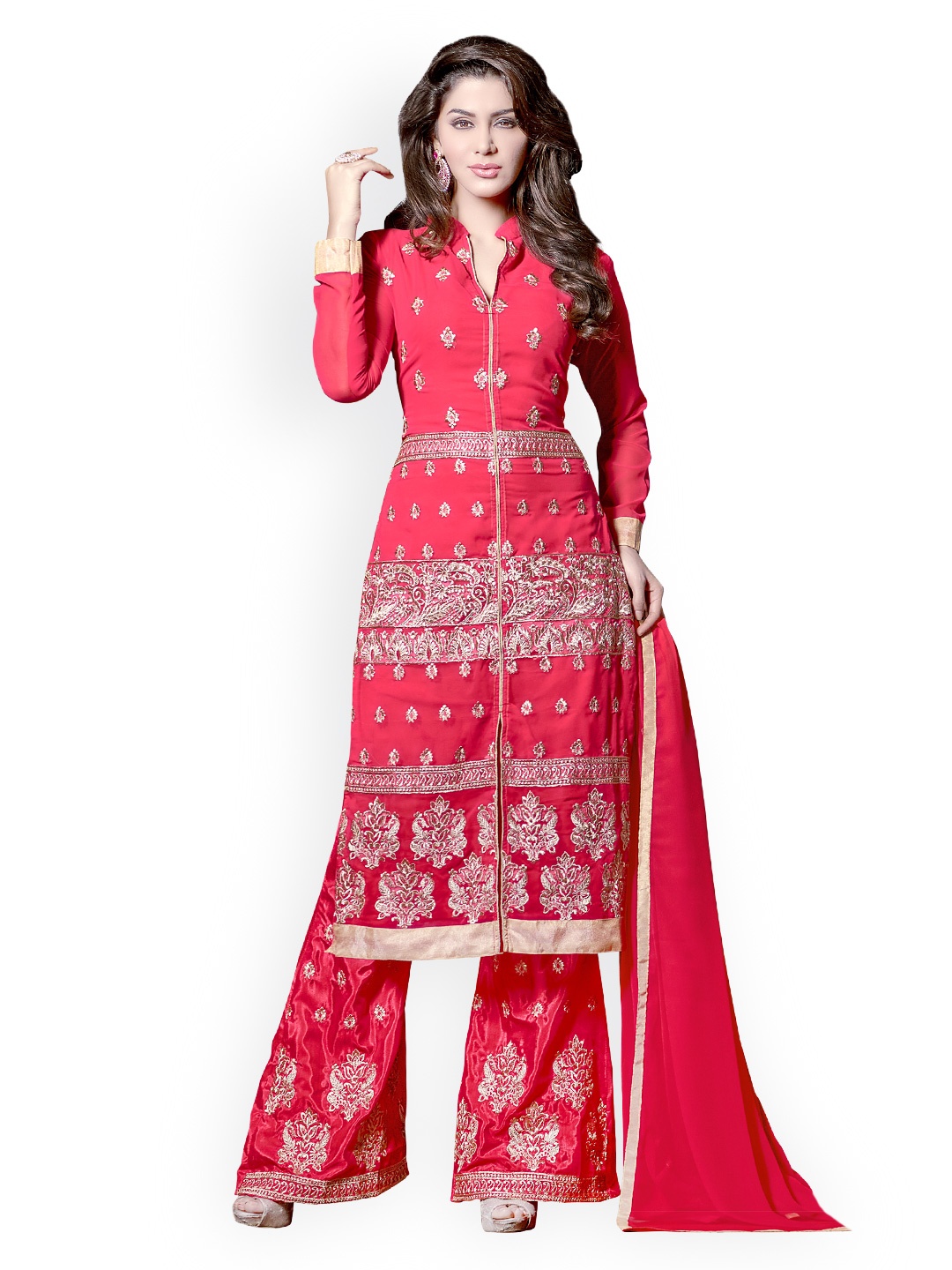 

Blissta Pink Embroidered Unstitched Dress Material
