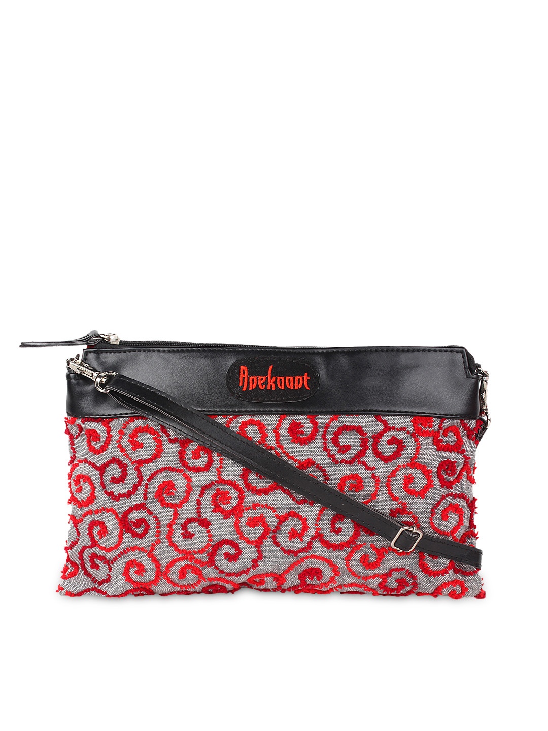 

Anekaant Red & Black Embroidered Sling Bag