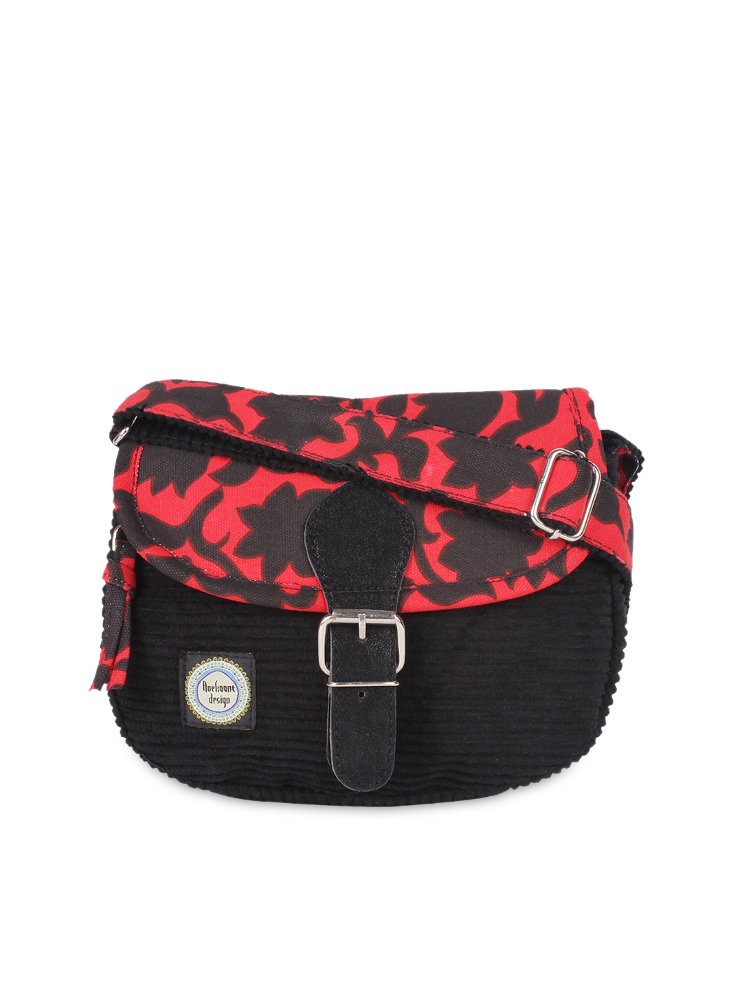 

Anekaant Black & Red Printed Sling Bag