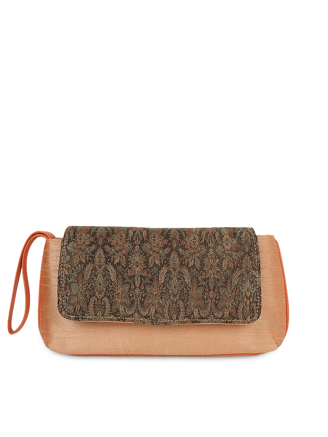 

Anekaant Orange Jacquard Clutch