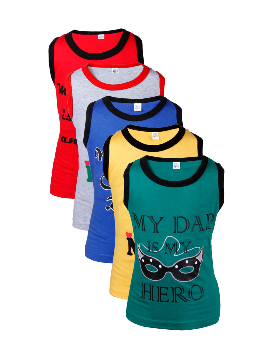 

GKIDZ Boys Pack of 5 Printed Pure Cotton T-shirts, Multi