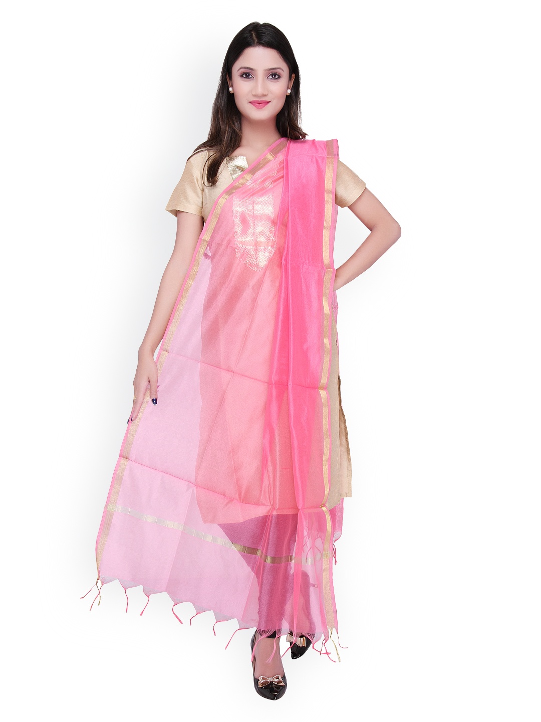 

Dupatta Bazaar Pink Silk Dupatta