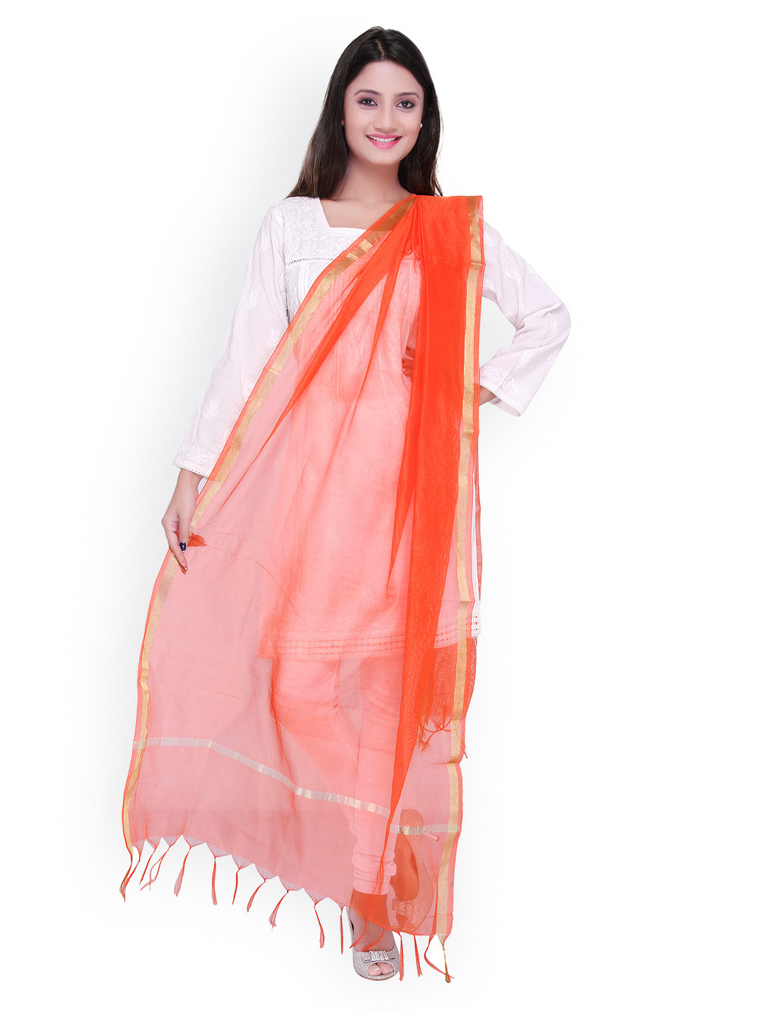 

Dupatta Bazaar Orange Silk Dupatta