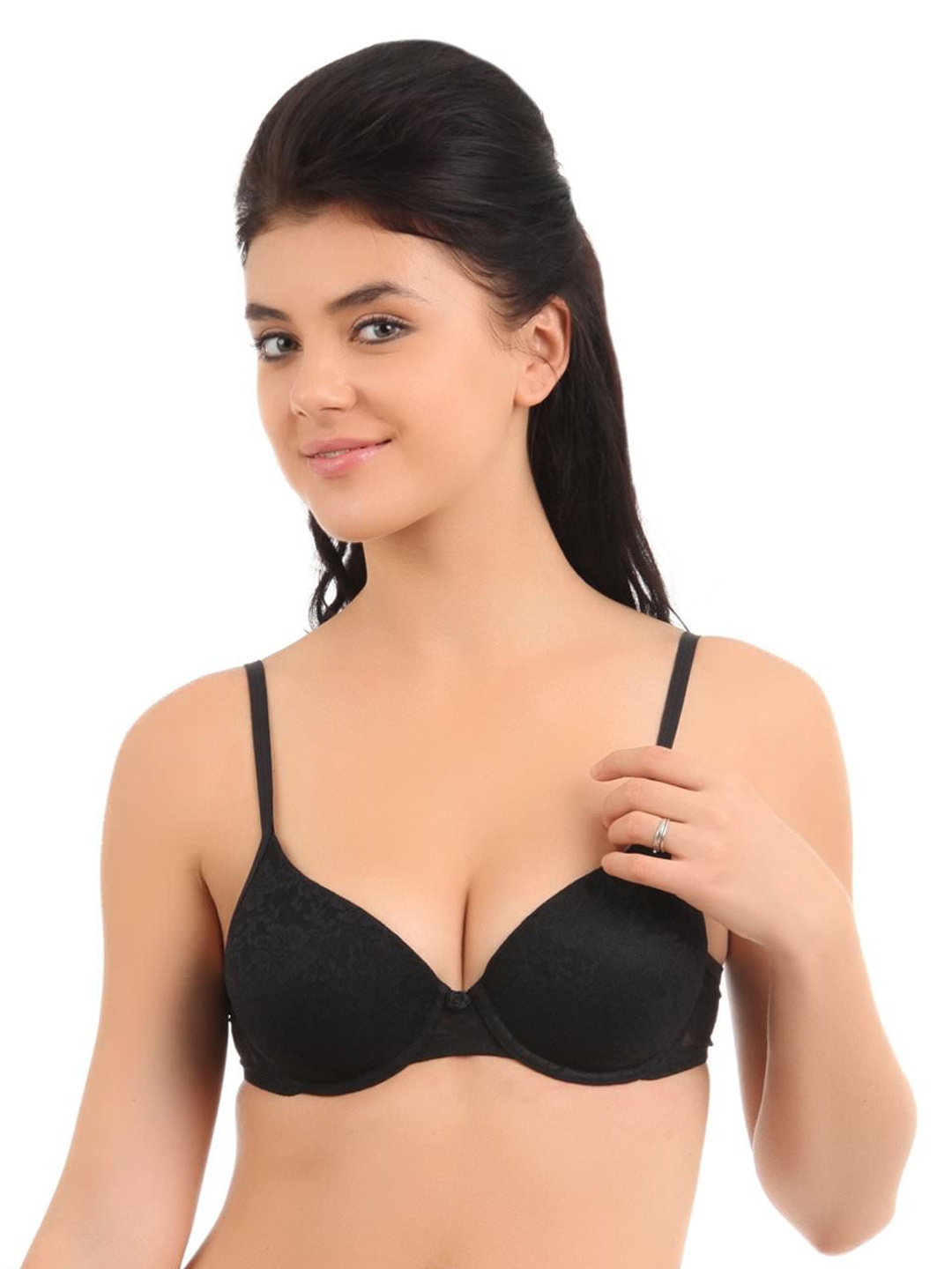 

Amante Padded Wired Floral Romance Lace Bra - BRA10301, Black