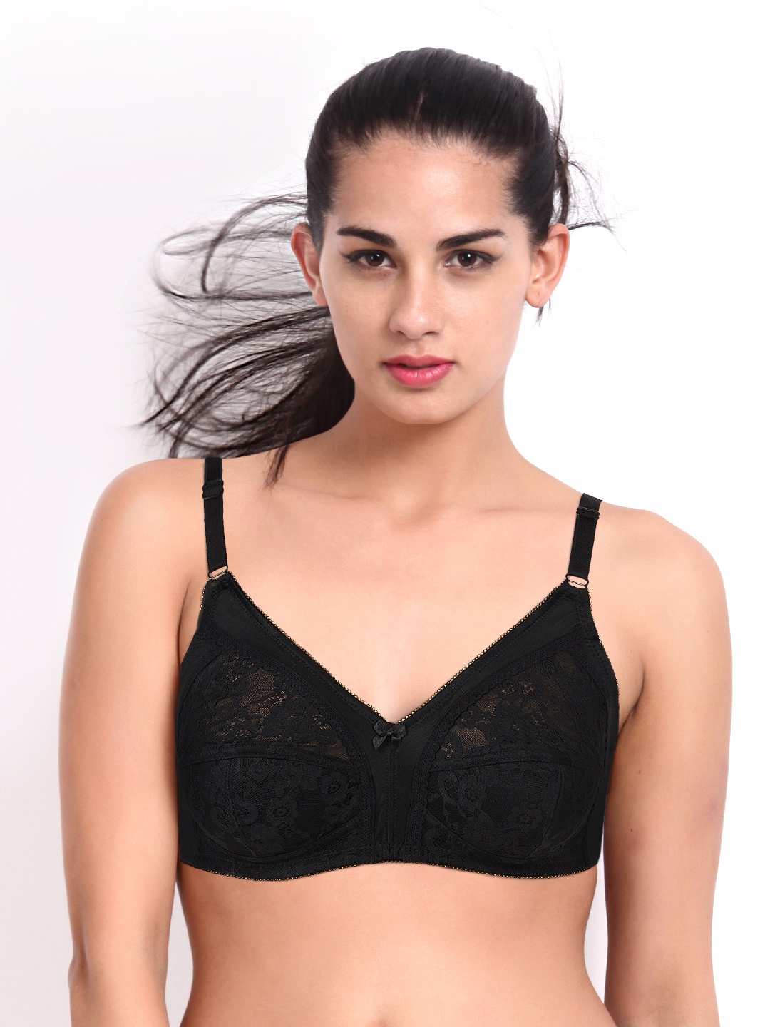 

Amante Non Padded Wirefree Lace Magic Bra - BFOM17, Black