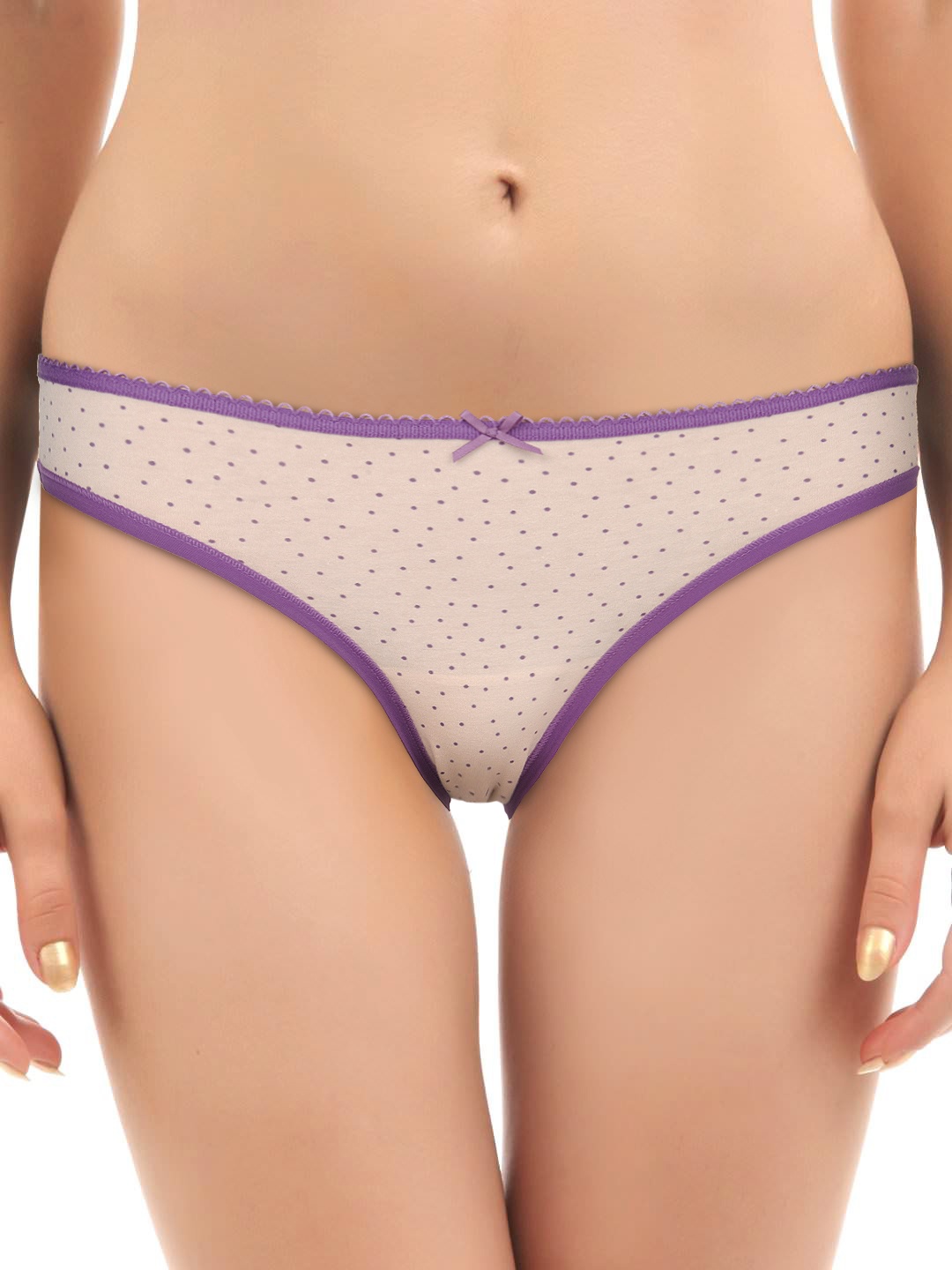 

Amante Women Off-White & Purple Polka Dot Print Briefs PGSW01