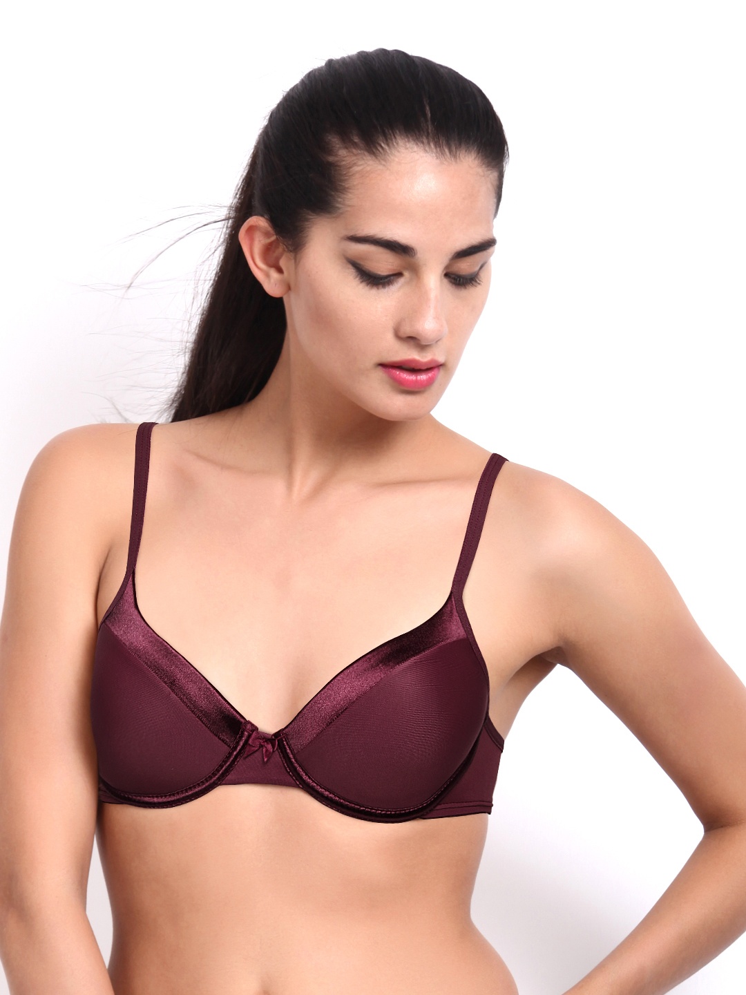 

Amante Burgandy Solid Lightly Padded Underwired Full Coverage T-Shirt Bra 174806, Burgundy