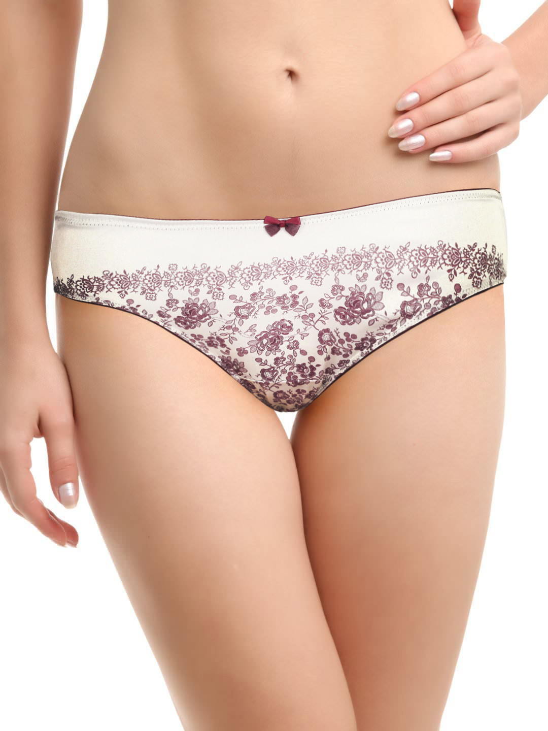

Amante Women White and Pink Floral Print Bikini Brief PGVS01