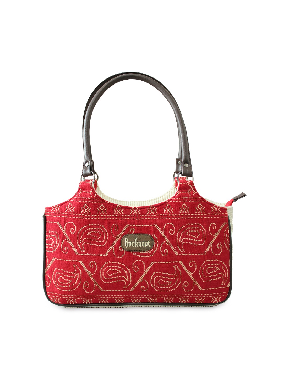 

Anekaant Red Jacquard Woven shoulder bag