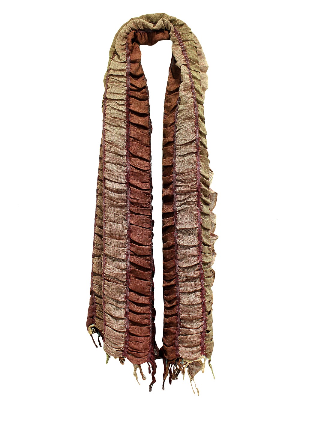 

Anekaant Women Brown Striped Scarf