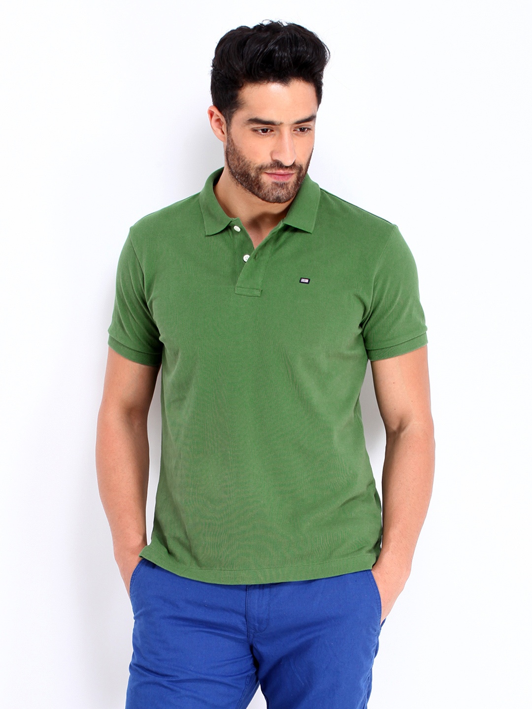 

Arrow Sport Men Green Polo Pure Cotton T-shirt