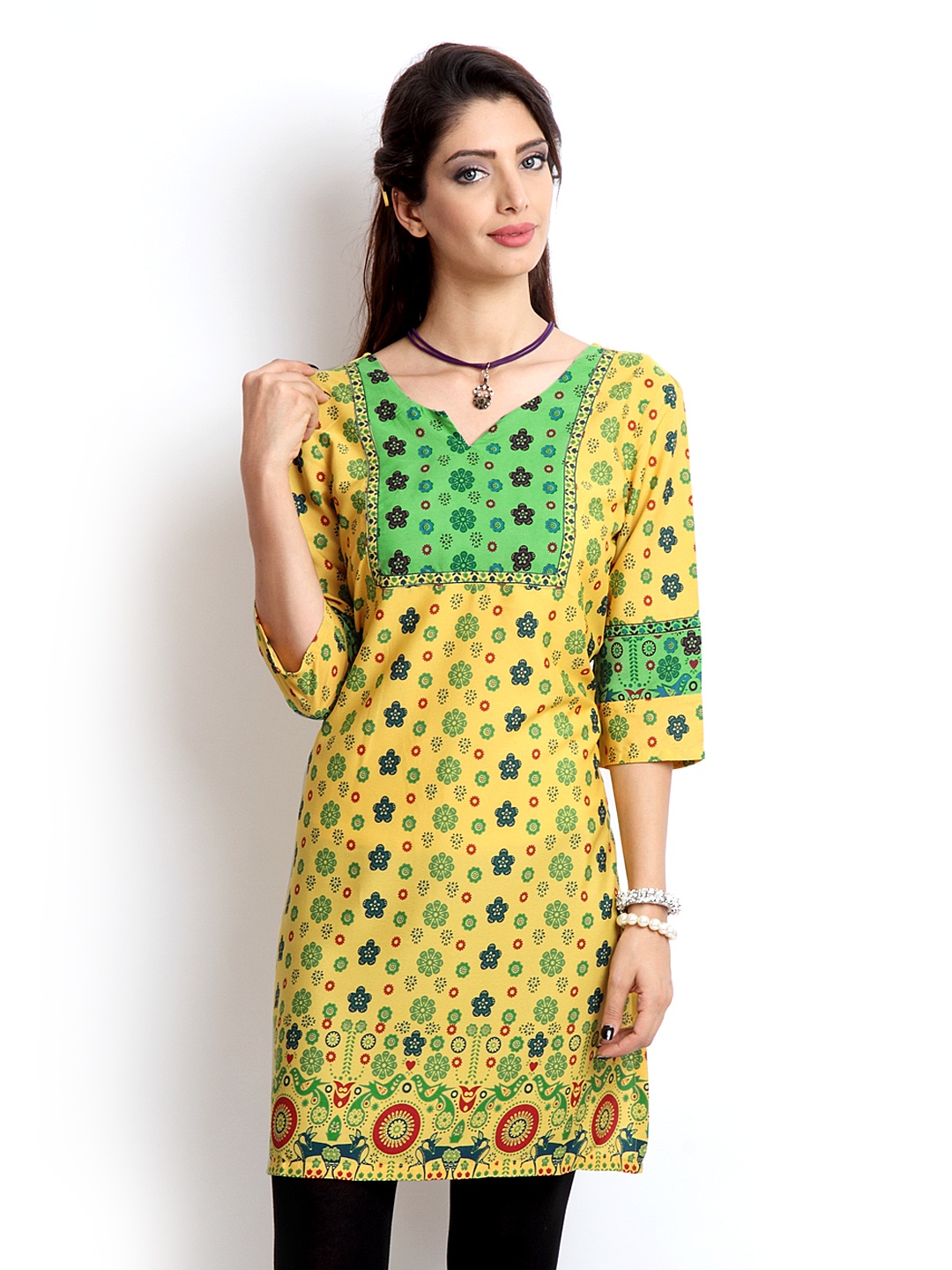 

Aurelia Women Yellow & Green Printed Kurta