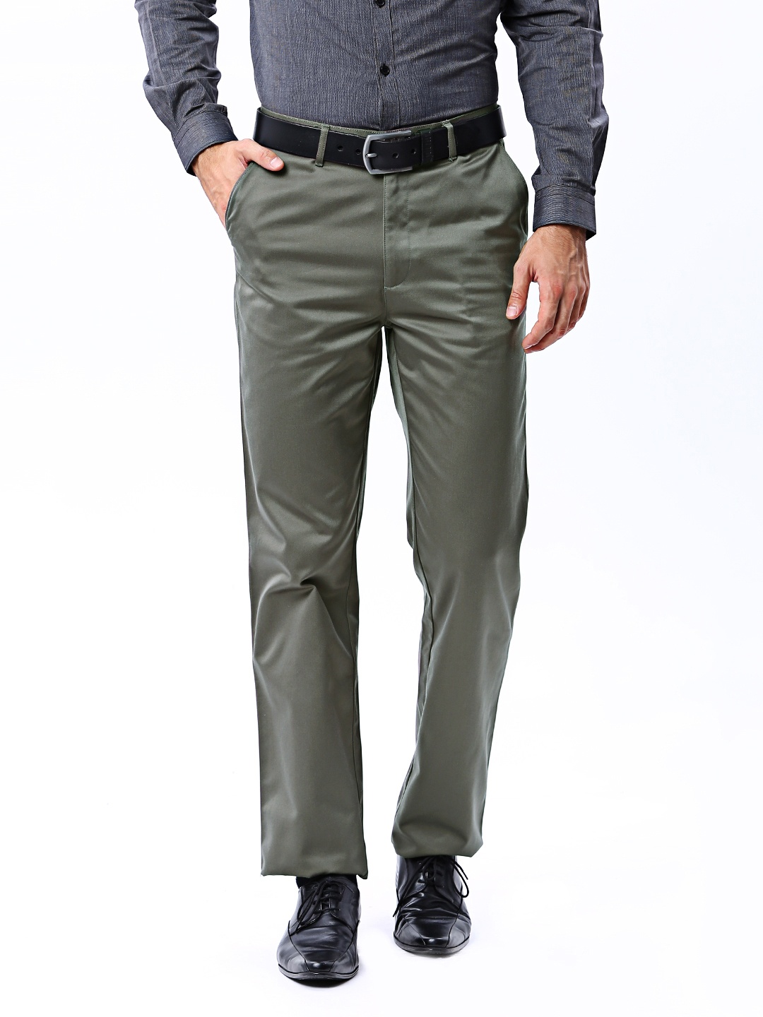 

Basics Men Grey Comfort Fit Formal Trousers