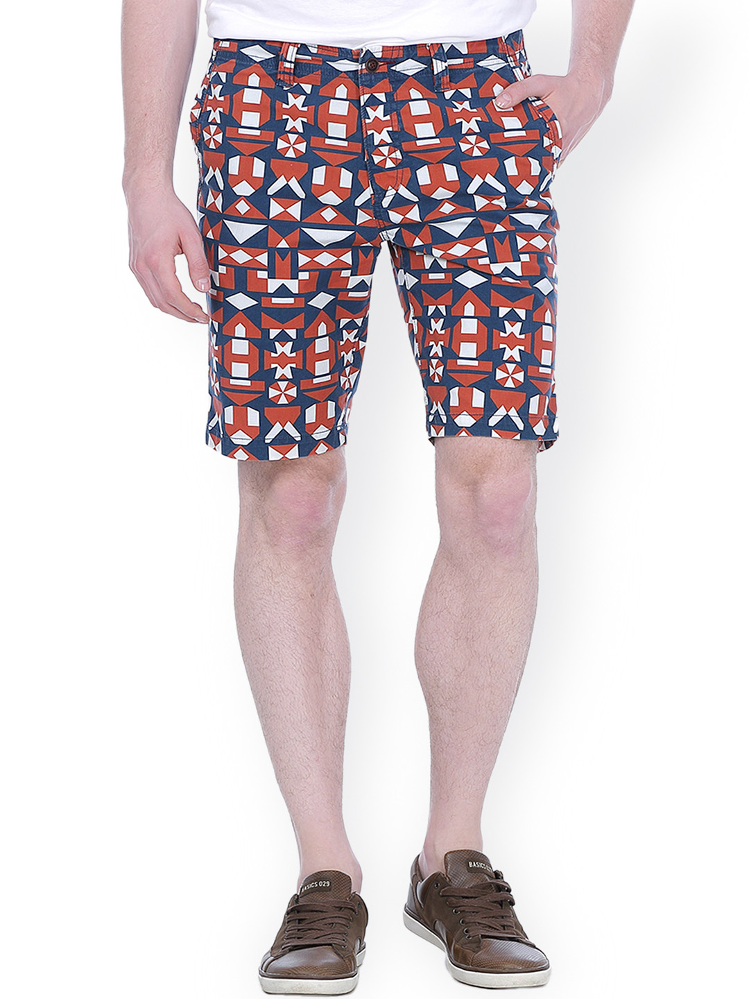 

Basics Men Navy Printed Shorts, Navy blue