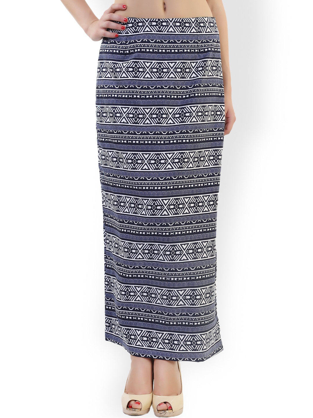 

Belle Fille Black & White Printed Maxi Skirt