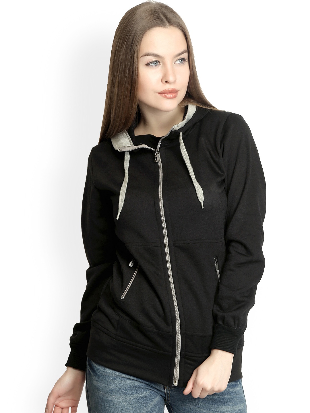 

Belle Fille Women Black Hooded Sweatshirt